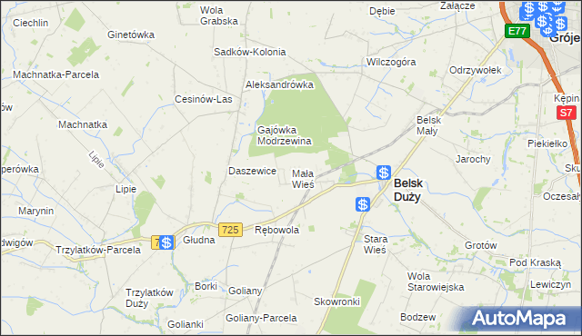 mapa Mała Wieś gmina Belsk Duży, Mała Wieś gmina Belsk Duży na mapie Targeo