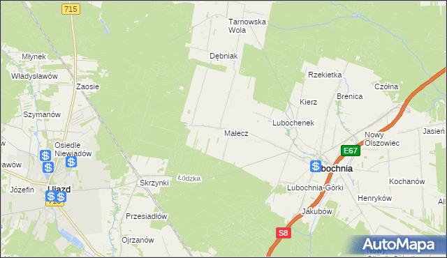 mapa Małecz, Małecz na mapie Targeo