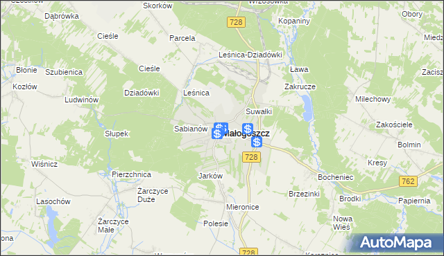 mapa Małogoszcz, Małogoszcz na mapie Targeo