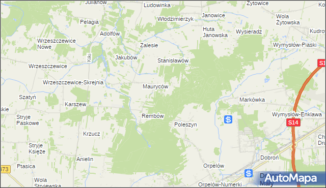 mapa Marianów gmina Wodzierady, Marianów gmina Wodzierady na mapie Targeo