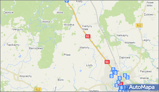 mapa Markiny, Markiny na mapie Targeo