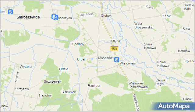mapa Masanów, Masanów na mapie Targeo