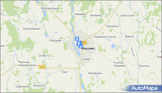 mapa Maszewo powiat goleniowski, Maszewo powiat goleniowski na mapie Targeo