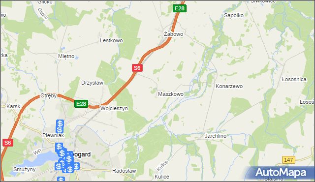 mapa Maszkowo gmina Nowogard, Maszkowo gmina Nowogard na mapie Targeo