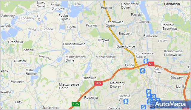 mapa Mazańcowice, Mazańcowice na mapie Targeo