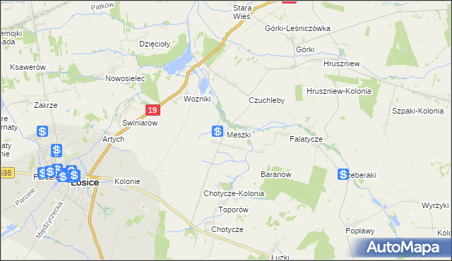 mapa Meszki, Meszki na mapie Targeo