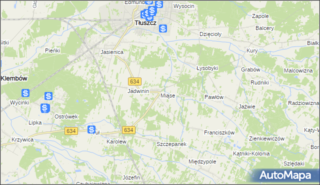 mapa Miąse, Miąse na mapie Targeo
