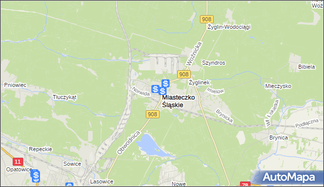 mapa Miasteczko Śląskie, Miasteczko Śląskie na mapie Targeo