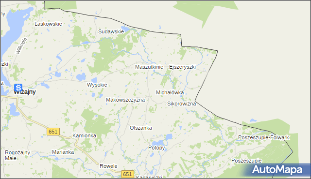 mapa Michałówka gmina Rutka-Tartak, Michałówka gmina Rutka-Tartak na mapie Targeo