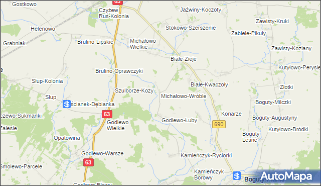 mapa Michałowo-Wróble, Michałowo-Wróble na mapie Targeo