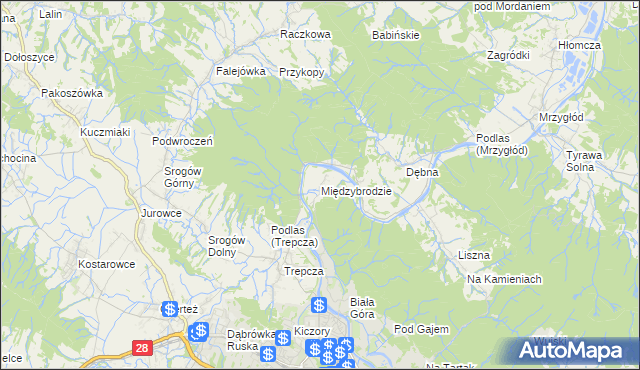 mapa Międzybrodzie, Międzybrodzie na mapie Targeo