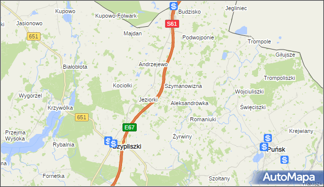 mapa Mikołajówka gmina Szypliszki, Mikołajówka gmina Szypliszki na mapie Targeo