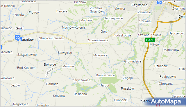 mapa Mirkowice gmina Bodzechów, Mirkowice gmina Bodzechów na mapie Targeo