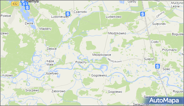mapa Młodzikowice, Młodzikowice na mapie Targeo
