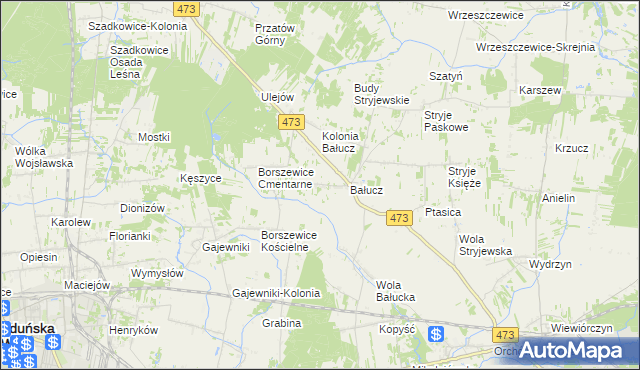 mapa Młynisko gmina Łask, Młynisko gmina Łask na mapie Targeo