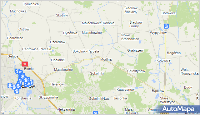 mapa Modlna, Modlna na mapie Targeo