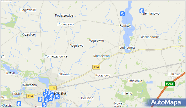 mapa Moraczewo gmina Łubowo, Moraczewo gmina Łubowo na mapie Targeo