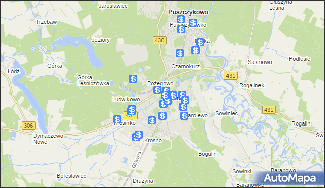 mapa Mosina powiat poznański, Mosina powiat poznański na mapie Targeo