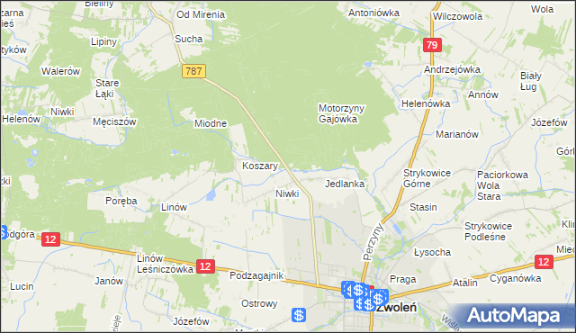 mapa Motorzyny, Motorzyny na mapie Targeo