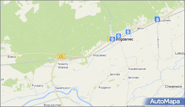mapa Motylewo, Motylewo na mapie Targeo
