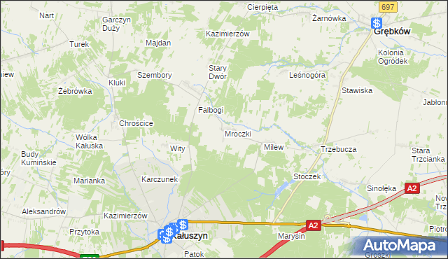 mapa Mroczki gmina Kałuszyn, Mroczki gmina Kałuszyn na mapie Targeo