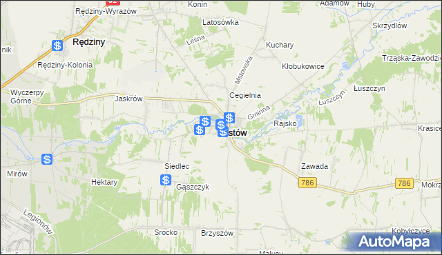 mapa Mstów powiat częstochowski, Mstów powiat częstochowski na mapie Targeo