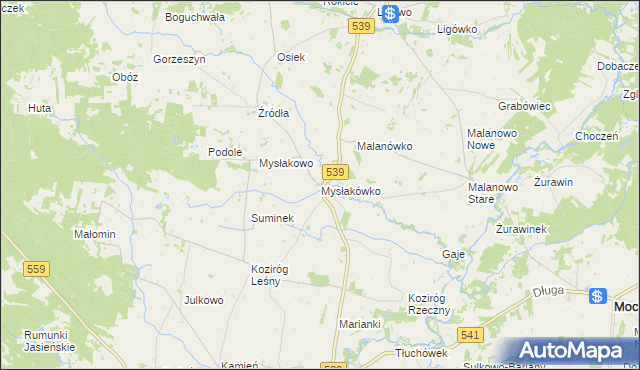 mapa Mysłakówko, Mysłakówko na mapie Targeo