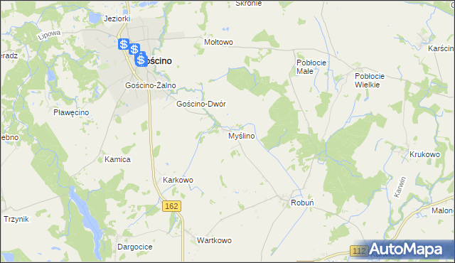 mapa Myślino, Myślino na mapie Targeo
