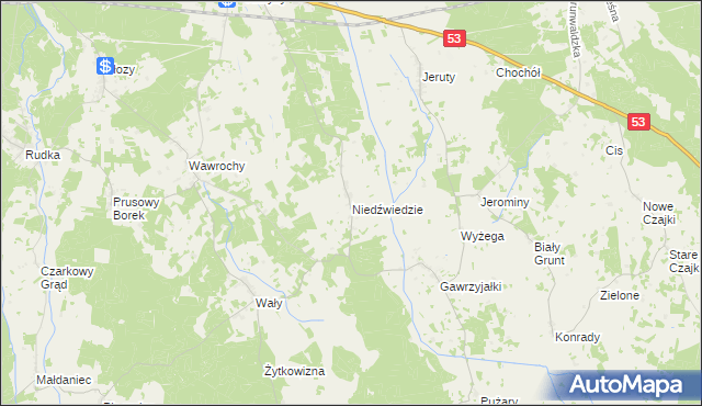 mapa Niedźwiedzie gmina Szczytno, Niedźwiedzie gmina Szczytno na mapie Targeo