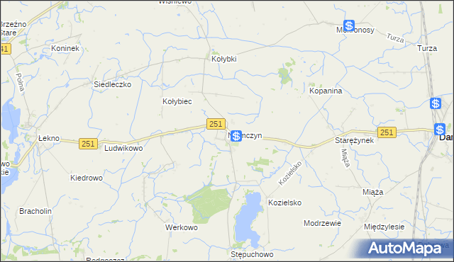 mapa Niemczyn gmina Damasławek, Niemczyn gmina Damasławek na mapie Targeo