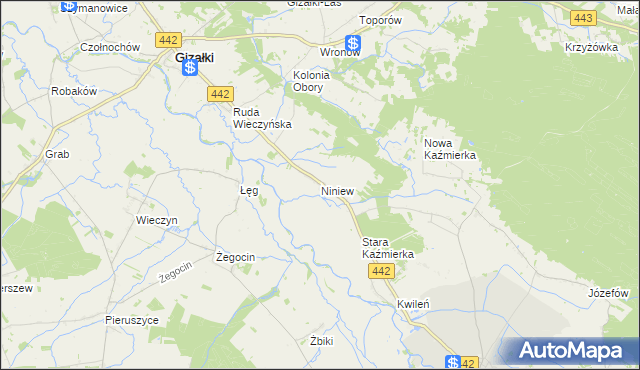 mapa Niniew, Niniew na mapie Targeo