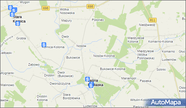 mapa Nosów-Kolonia, Nosów-Kolonia na mapie Targeo