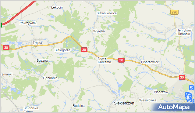 mapa Nowa Karczma gmina Siekierczyn, Nowa Karczma gmina Siekierczyn na mapie Targeo