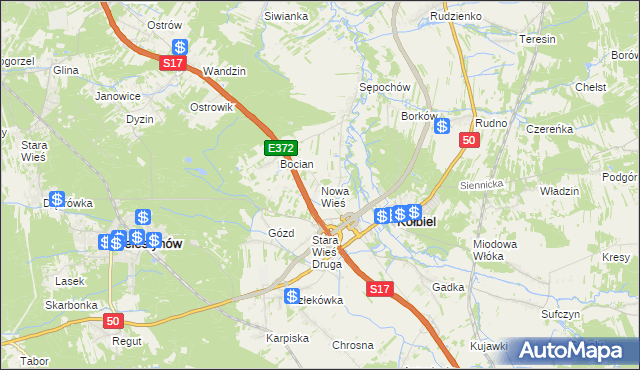 mapa Nowa Wieś gmina Kołbiel, Nowa Wieś gmina Kołbiel na mapie Targeo