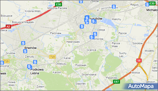 mapa Nowa Wieś gmina Michałowice, Nowa Wieś gmina Michałowice na mapie Targeo