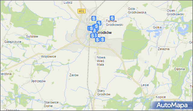 mapa Nowa Wieś Mała gmina Grodków, Nowa Wieś Mała gmina Grodków na mapie Targeo