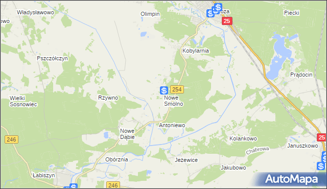 mapa Nowe Smolno, Nowe Smolno na mapie Targeo