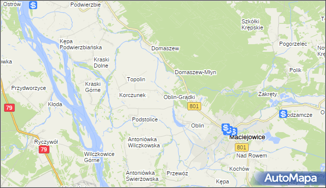 mapa Oblin-Grądki, Oblin-Grądki na mapie Targeo