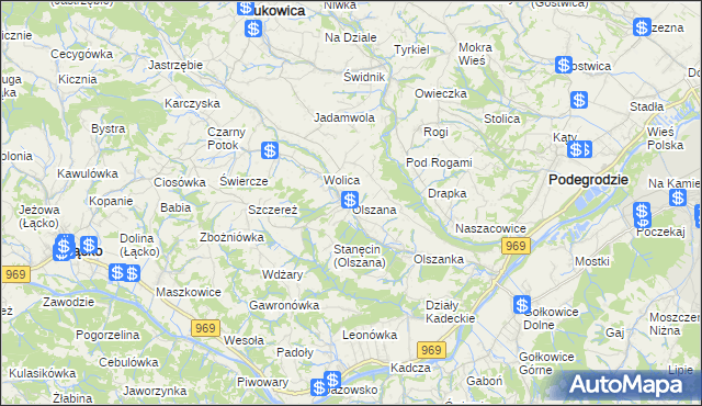 mapa Olszana, Olszana na mapie Targeo