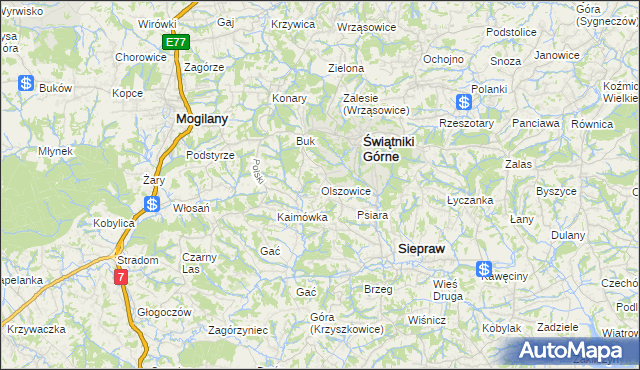 mapa Olszowice, Olszowice na mapie Targeo