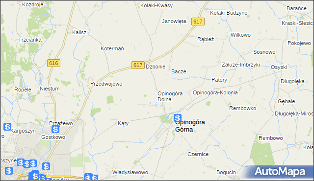 mapa Opinogóra Dolna, Opinogóra Dolna na mapie Targeo
