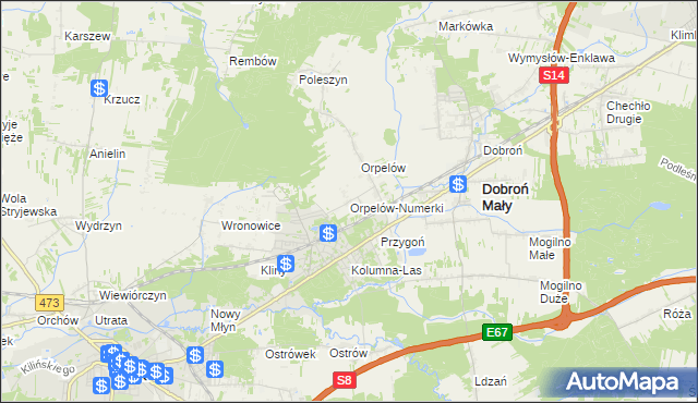 mapa Orpelów-Numerki, Orpelów-Numerki na mapie Targeo