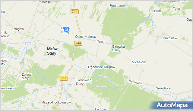 mapa Osiny-Mokra Niwa, Osiny-Mokra Niwa na mapie Targeo