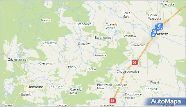 mapa Osłowice, Osłowice na mapie Targeo
