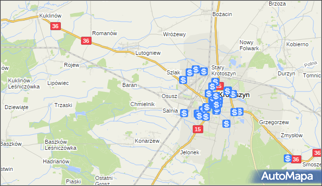 mapa Osusz, Osusz na mapie Targeo