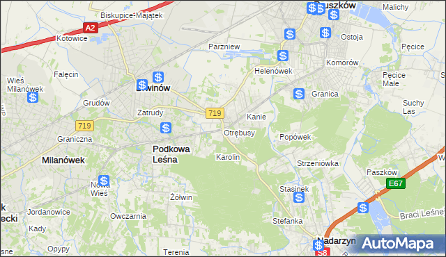 mapa Otrębusy, Otrębusy na mapie Targeo