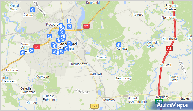 mapa Owidz, Owidz na mapie Targeo