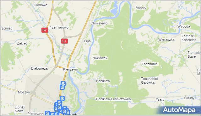 mapa Pawłówek-Gajówka, Pawłówek-Gajówka na mapie Targeo
