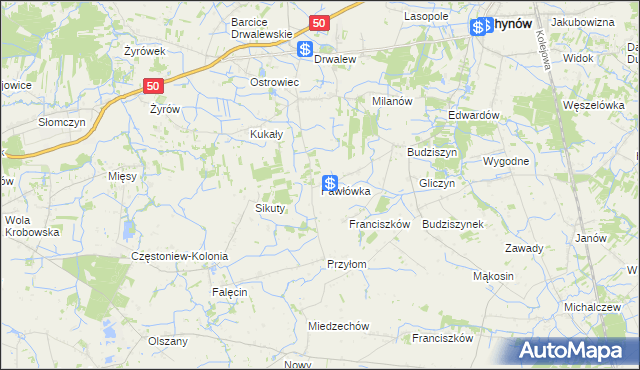 mapa Pawłówka gmina Chynów, Pawłówka gmina Chynów na mapie Targeo