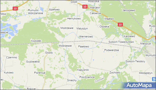 mapa Pawłowo gmina Sierpc, Pawłowo gmina Sierpc na mapie Targeo